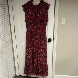 MELLODAY Floral Print Maxi Dress - Red and Black
